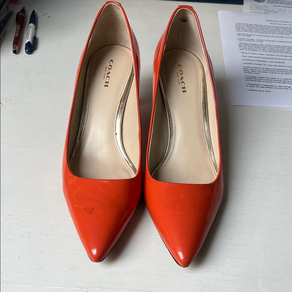 Coach Women's Bold Orange 3” heels 👠